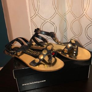 Black Gladiator Sandals 10